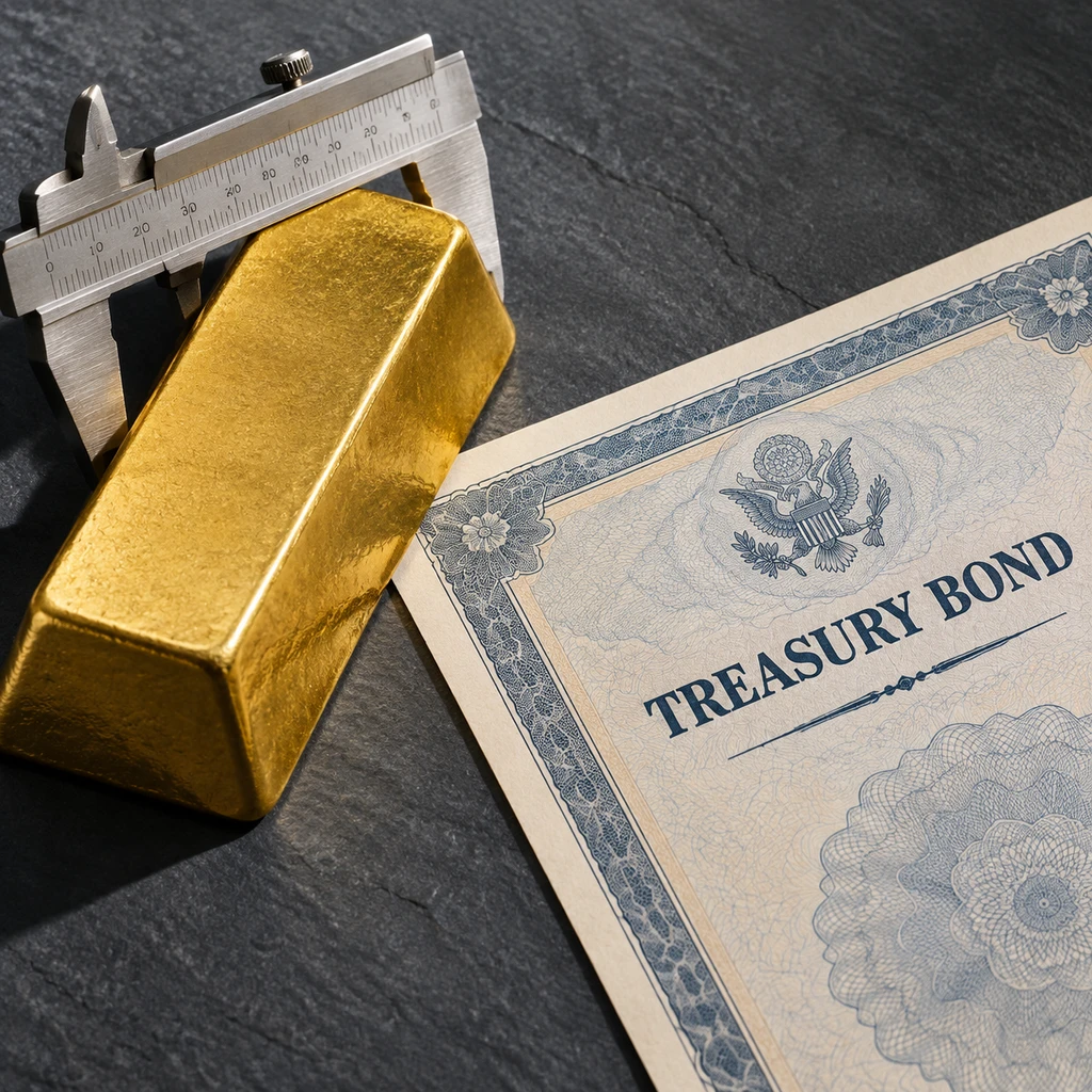 黄金是无对手方风险的实物,不同于依赖兑付信用的国债(示意图)