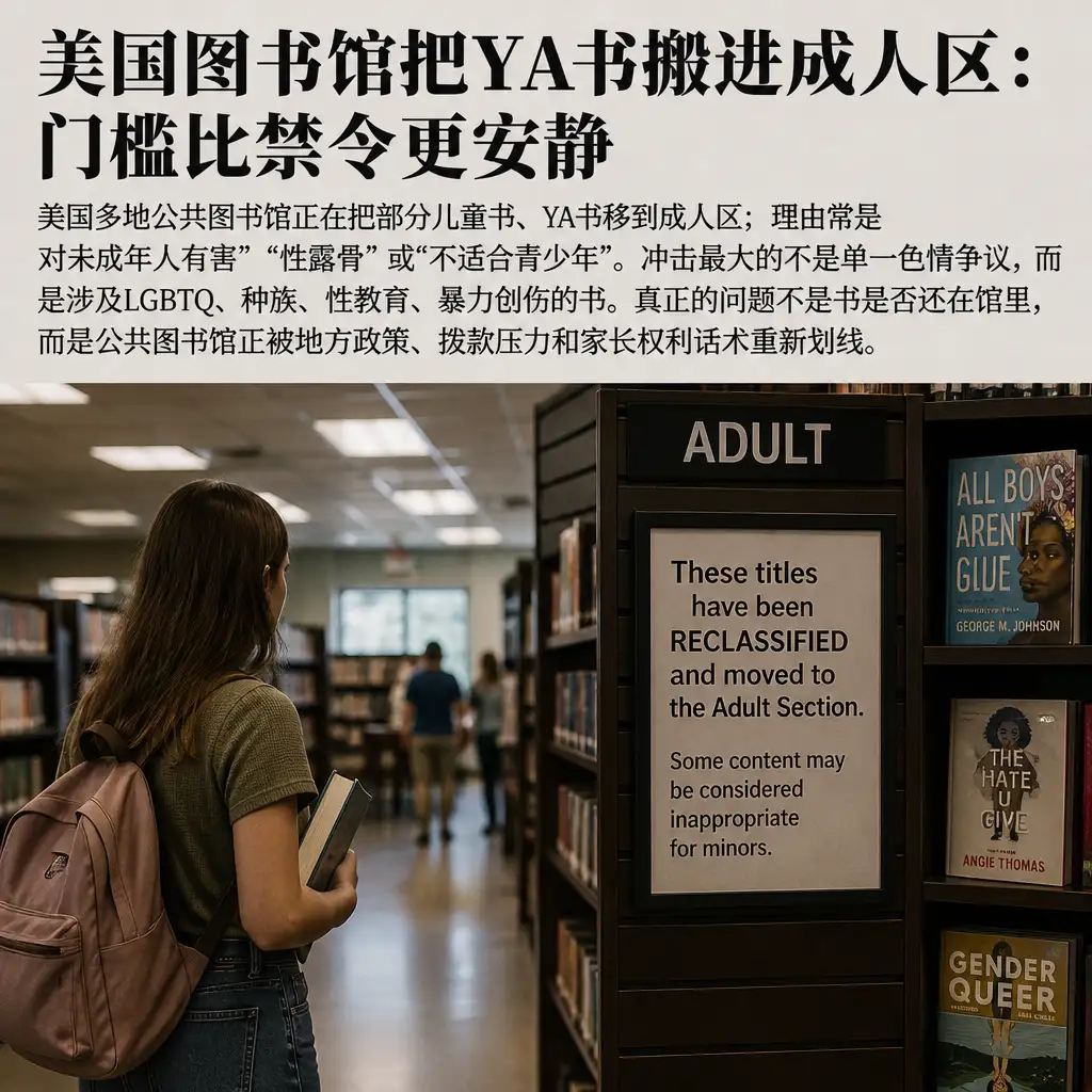 美国图书馆把YA书搬进成人区:门槛比禁令更安静