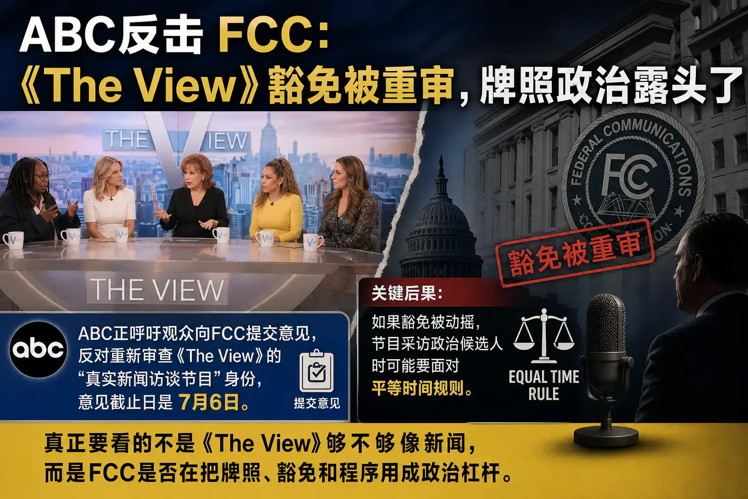 ABC反击FCC:《The View》豁免被重审,牌照政治露头了