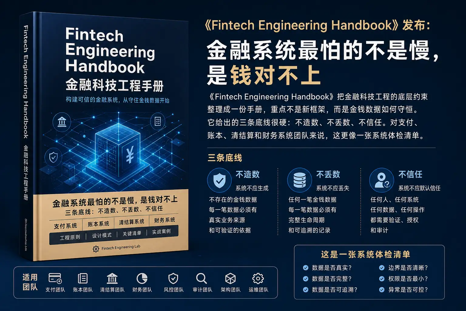 《Fintech Engineering Handbook》发布:金融系统最怕的不是慢,是钱对不上