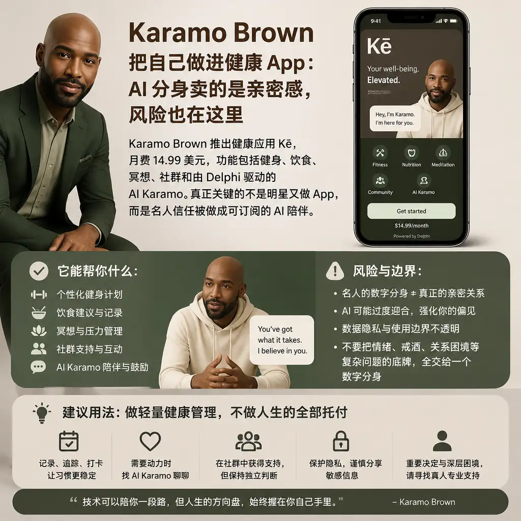 Karamo Brown 把自己做进健康 App:AI 分身卖的是亲密感,风险也在这里