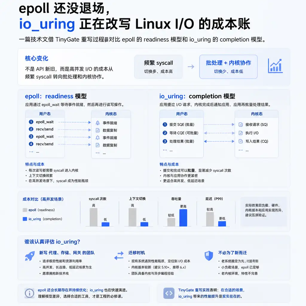 epoll 还没退场,但 io_uring 正在改写 Linux I/O 的成本账