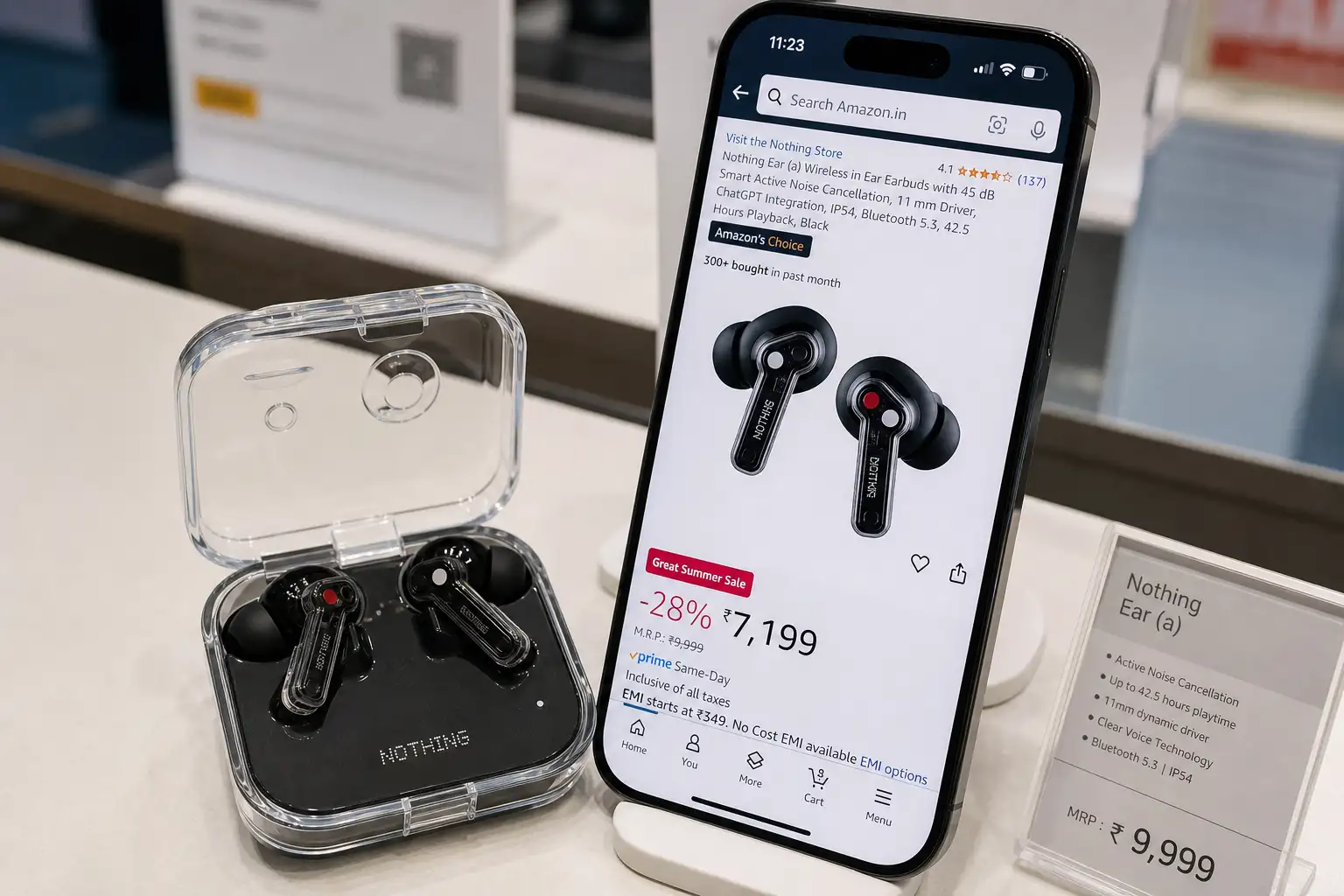 Nothing Ear (a) 降到 53.20 美元:入门真无线耳机的性价比门槛被拉低了