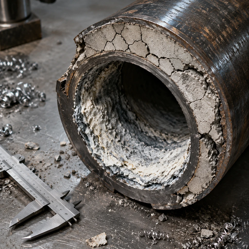 经历极限高温与压力冲击后,套管固井水泥破裂且内壁结垢,暴露深地材料的失效风险