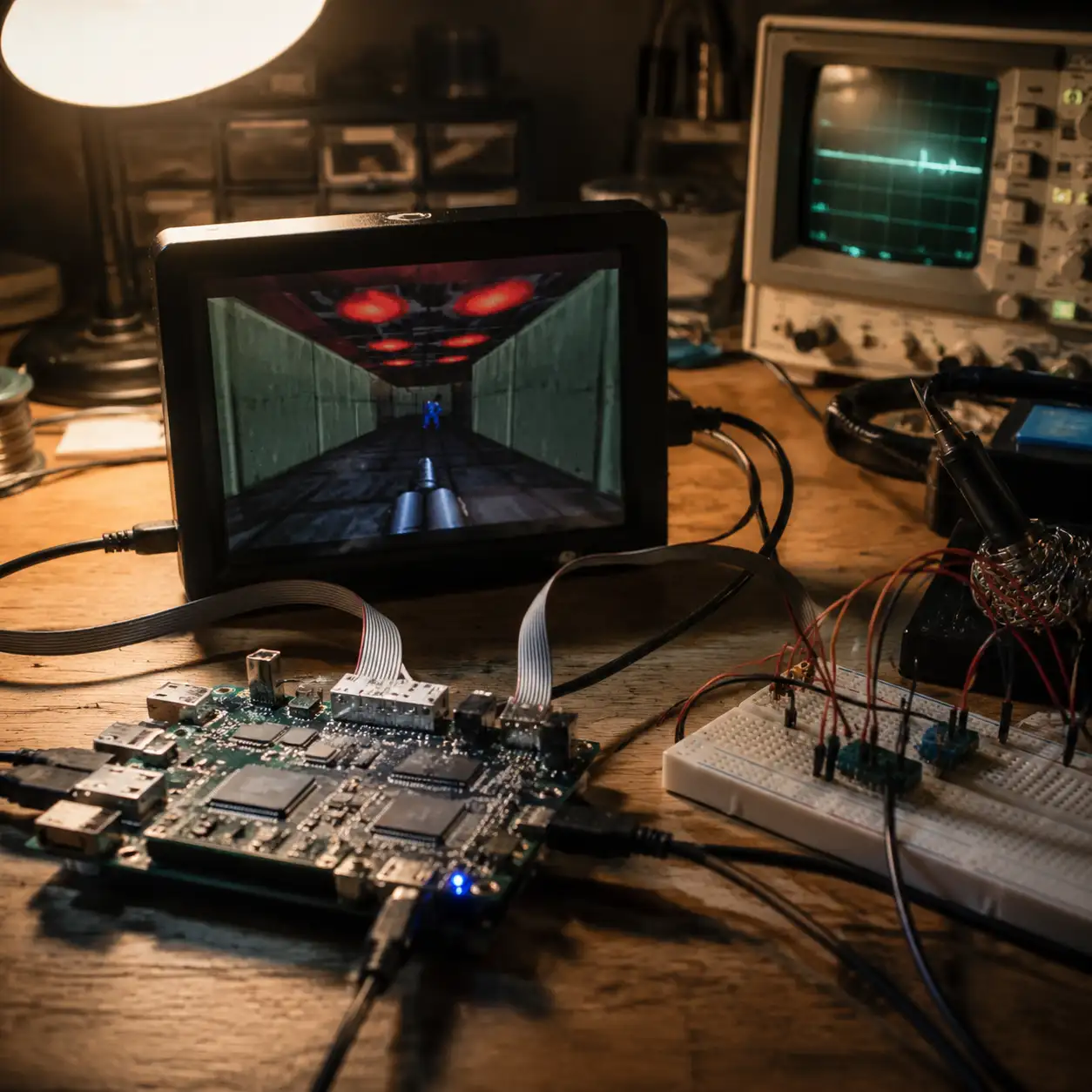 14MB的DOOM装不进不到1MB内存,两人给自制CPU外接DDR3硬跑起来