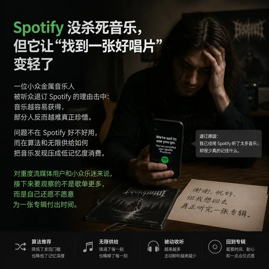 Spotify 没杀死音乐,但它让“找到一张好唱片”变轻了