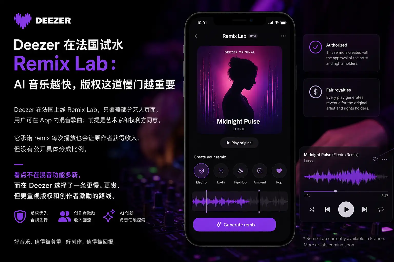 Deezer 在法国试水 Remix Lab:AI 音乐越快,版权这道慢门越重要