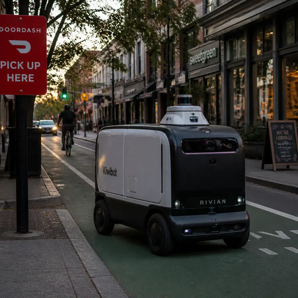 Rivian“分拆实验”开花结果:Also牵手DoorDash,无人配送车开始挤进自行车道