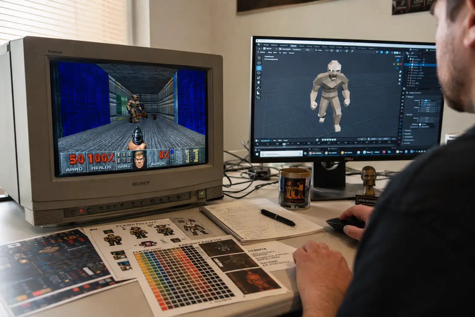 Catlantean 3D 的复古 FPS 制作流程:老画面不是套滤镜