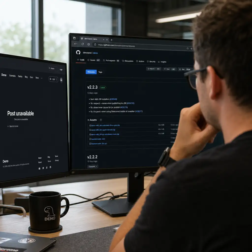 Deno 2.8 官网发布文未上线:现在能信的只有 GitHub Releases