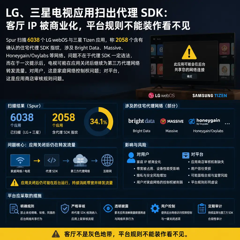 LG、三星电视应用扫出代理 SDK:客厅 IP 被商业化,平台规则不能装作看不见