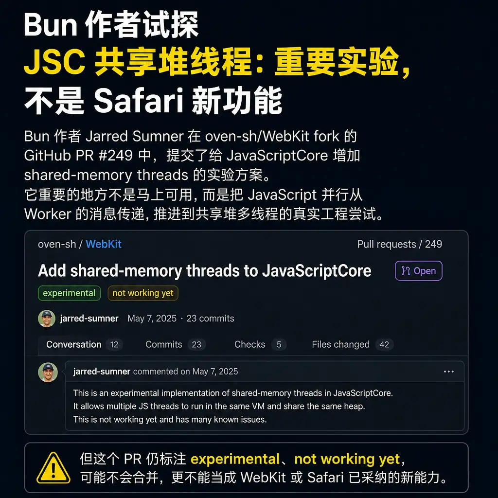 Bun 作者试探 JSC 共享堆线程:重要实验,不是 Safari 新功能